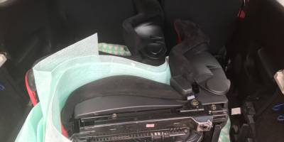 two Recaro seats in the back of a swift