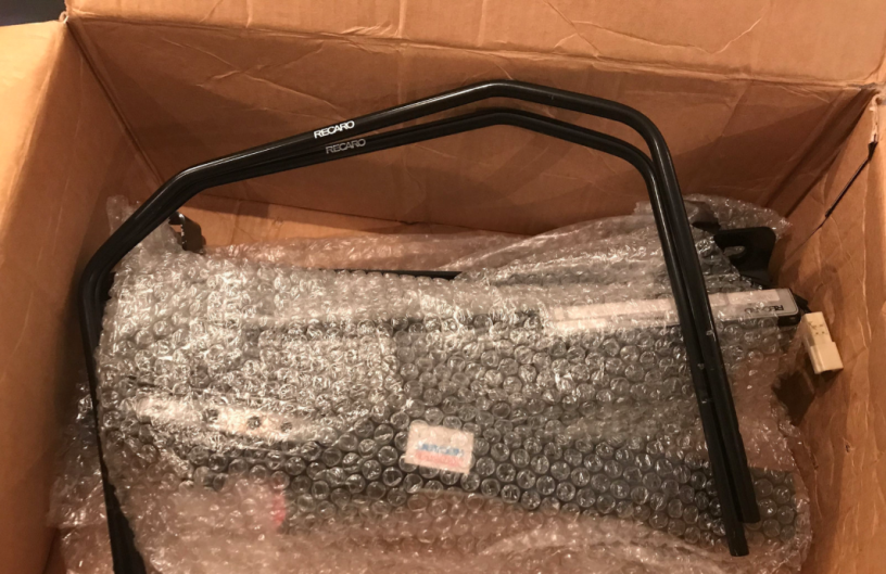 seat rails of Recaro in a box