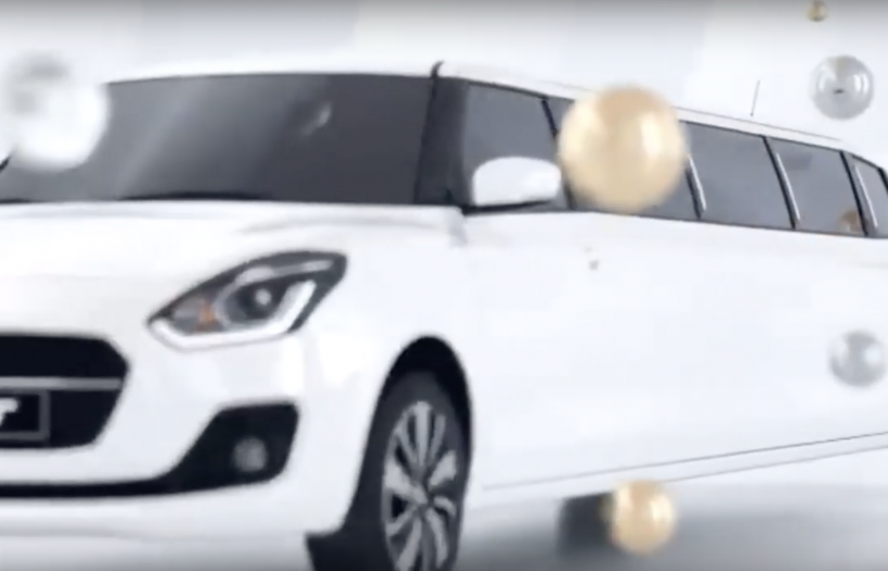 image of long suzuki swift with 6 windows like a limousine